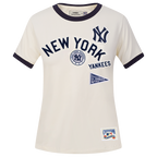 MLB NEW YORK YANKEES RETRO CASCADE WOMEN'S RINGER TOP (EGGSHELL/ MIDNIGHT NAVY)