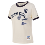 MLB NEW YORK YANKEES RETRO CASCADE WOMEN'S RINGER TOP (EGGSHELL/ MIDNIGHT NAVY)