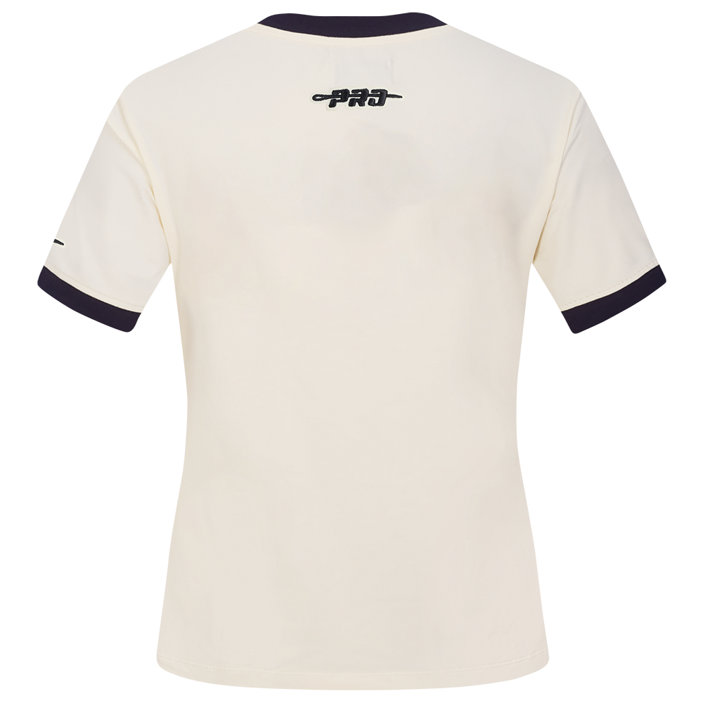 MLB NEW YORK YANKEES RETRO CASCADE WOMEN'S RINGER TOP (EGGSHELL/ MIDNIGHT NAVY)