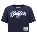 MLB NEW YORK YANKEES RETRO ELEVATION WOMEN'S SINGLE JERSEY BOXY TOP (MIDNIGHT NAVY)