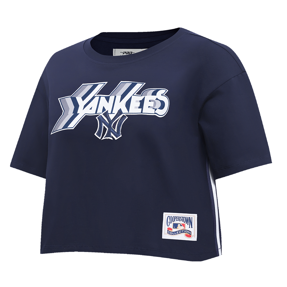 MLB NEW YORK YANKEES RETRO ELEVATION WOMEN'S SINGLE JERSEY BOXY TOP (MIDNIGHT NAVY)