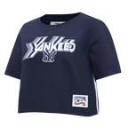 MLB NEW YORK YANKEES RETRO ELEVATION WOMEN'S SINGLE JERSEY BOXY TOP (MIDNIGHT NAVY)
