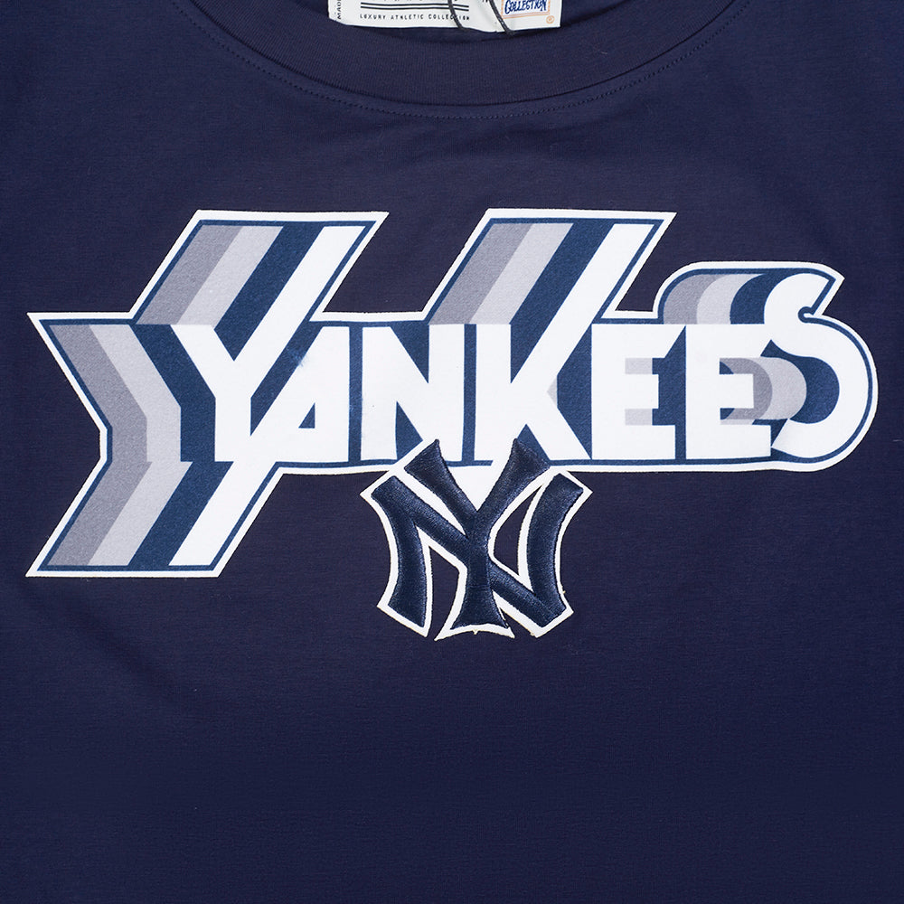 MLB NEW YORK YANKEES RETRO ELEVATION WOMEN'S SINGLE JERSEY BOXY TOP (MIDNIGHT NAVY)