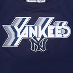 MLB NEW YORK YANKEES RETRO ELEVATION WOMEN'S SINGLE JERSEY BOXY TOP (MIDNIGHT NAVY)