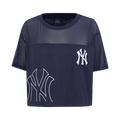 MLB NEW YORK YANKEES SHEER INFLUENCE HAUT COUPE CARRÉE TRANSPARENT POUR FEMME (MARINE MINUIT)