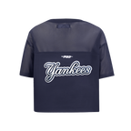 MLB NEW YORK YANKEES SHEER INFLUENCE HAUT COUPE CARRÉE TRANSPARENT POUR FEMME (MARINE MINUIT)