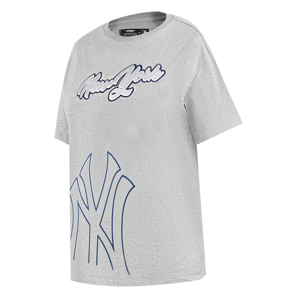 MLB NEW YORK YANKEES SHEER INFLUENCE WOMEN'S BOYFRIEND TOP (HEATHER GREY)