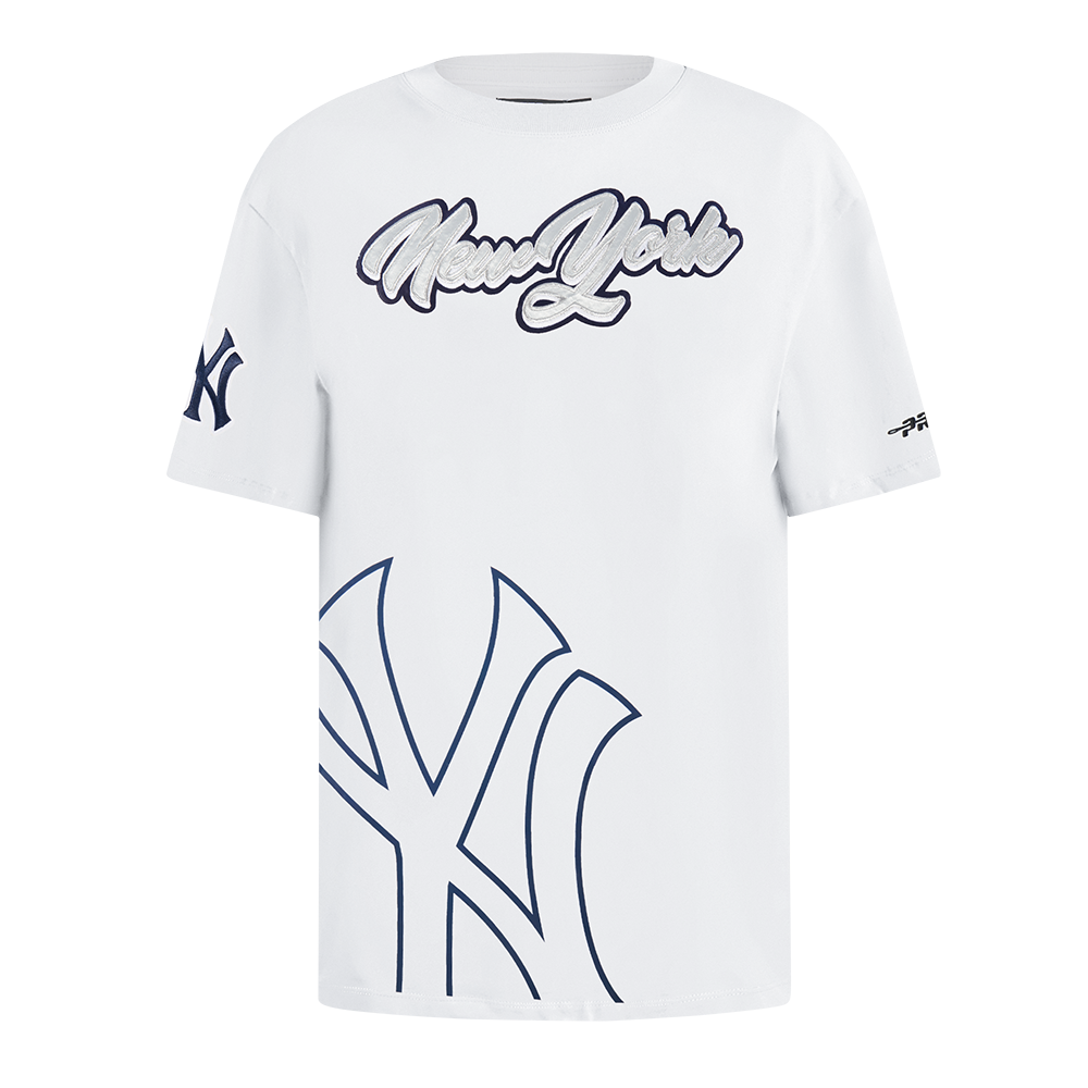 MLB NEW YORK YANKEES SHEER INFLUENCE WOMEN'S BOYFRIEND TOP (WHITE)