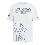 MLB NEW YORK YANKEES SHEER INFLUENCE WOMEN'S BOYFRIEND TOP (WHITE)