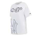 MLB NEW YORK YANKEES SHEER INFLUENCE WOMEN'S BOYFRIEND TOP (WHITE)