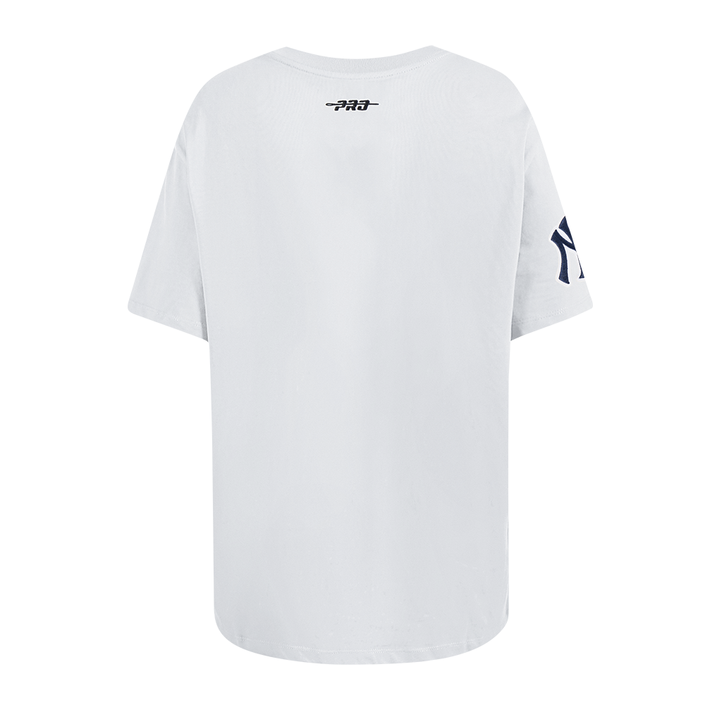 MLB NEW YORK YANKEES SHEER INFLUENCE WOMEN'S BOYFRIEND TOP (WHITE)
