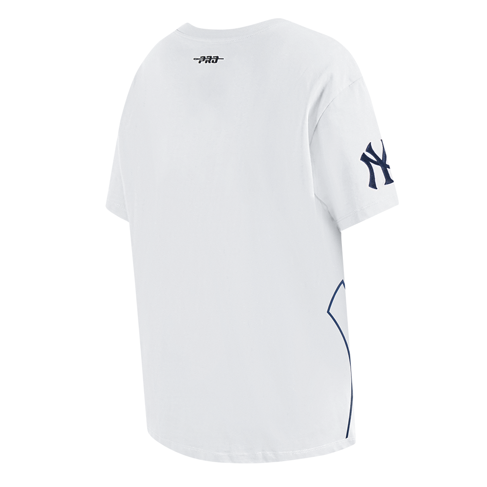 MLB NEW YORK YANKEES SHEER INFLUENCE WOMEN'S BOYFRIEND TOP (WHITE)