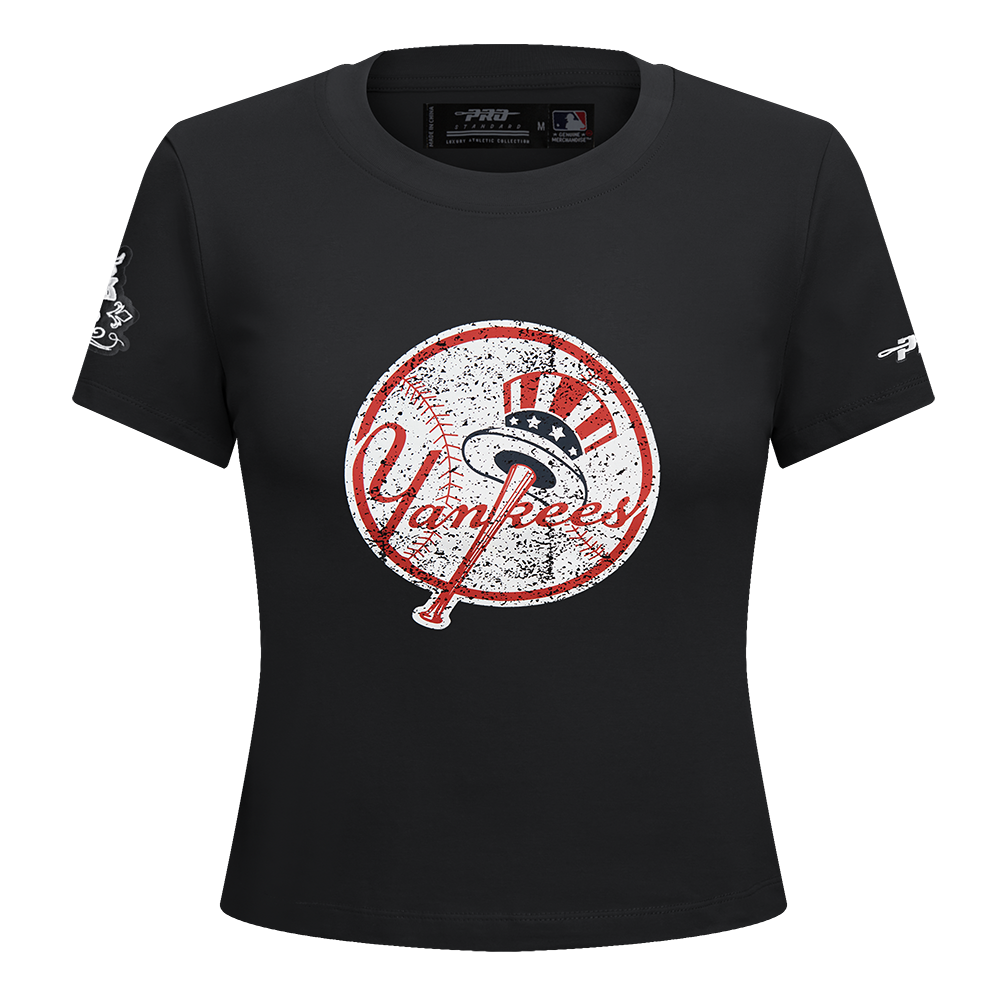 MLB NEW YORK YANKEES REBEL ATHLETICS T-SHIRT BABY DOLL POUR FEMME (NOIR)