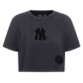 MLB NEW YORK YANKEES WASHED CLASSIC T-SHIRT À COUPE CARRÉE DÉLAVÉ À L'ENZYME POUR FEMME (NOIR DÉLAVÉ)