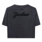 MLB NEW YORK YANKEES WASHED CLASSIC T-SHIRT À COUPE CARRÉE DÉLAVÉ À L'ENZYME POUR FEMME (NOIR DÉLAVÉ)