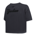MLB NEW YORK YANKEES WASHED CLASSIC T-SHIRT À COUPE CARRÉE DÉLAVÉ À L'ENZYME POUR FEMME (NOIR DÉLAVÉ)