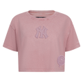 MLB NEW YORK YANKEES WASHED CLASSIC WOMEN'S ENZYME WASH BOXY TEE (WASHED MAUVE)