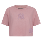 MLB NEW YORK YANKEES WASHED CLASSIC WOMEN'S ENZYME WASH BOXY TEE (WASHED MAUVE)