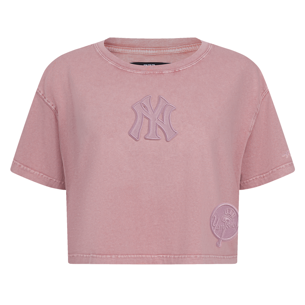 MLB NEW YORK YANKEES WASHED CLASSIC WOMEN'S ENZYME WASH BOXY TEE (WASHED MAUVE)