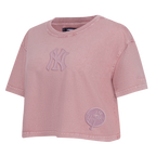 MLB NEW YORK YANKEES WASHED CLASSIC WOMEN'S ENZYME WASH BOXY TEE (WASHED MAUVE)
