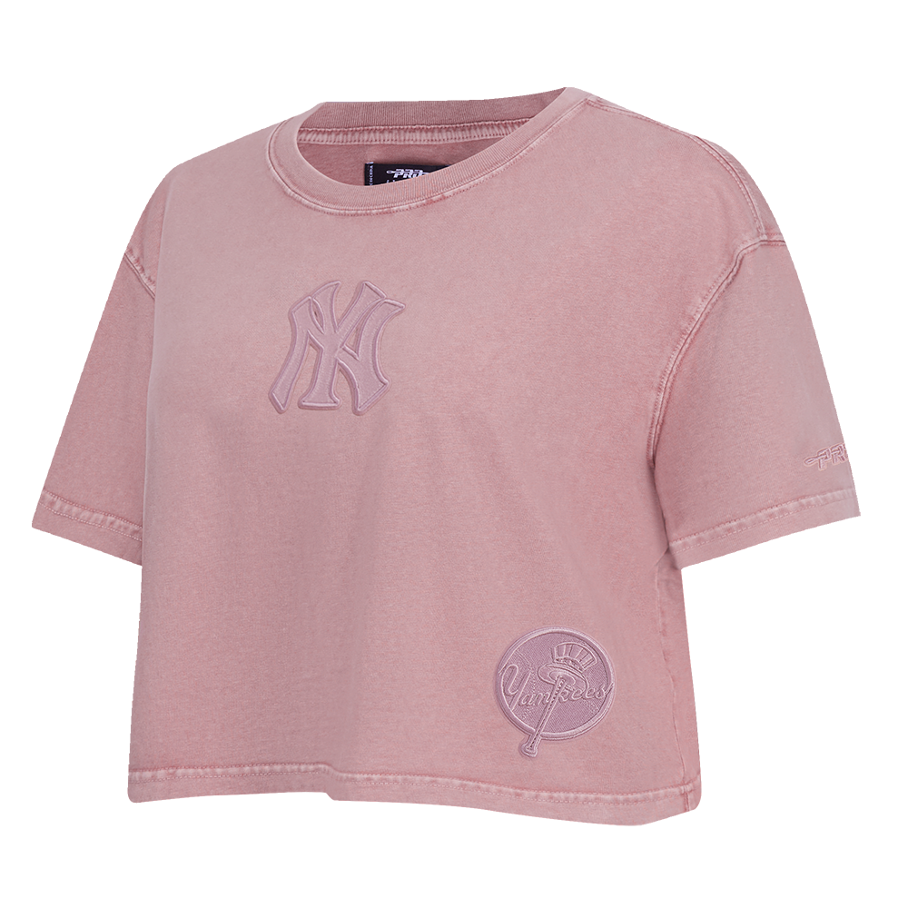 MLB NEW YORK YANKEES WASHED CLASSIC WOMEN'S ENZYME WASH BOXY TEE (WASHED MAUVE)