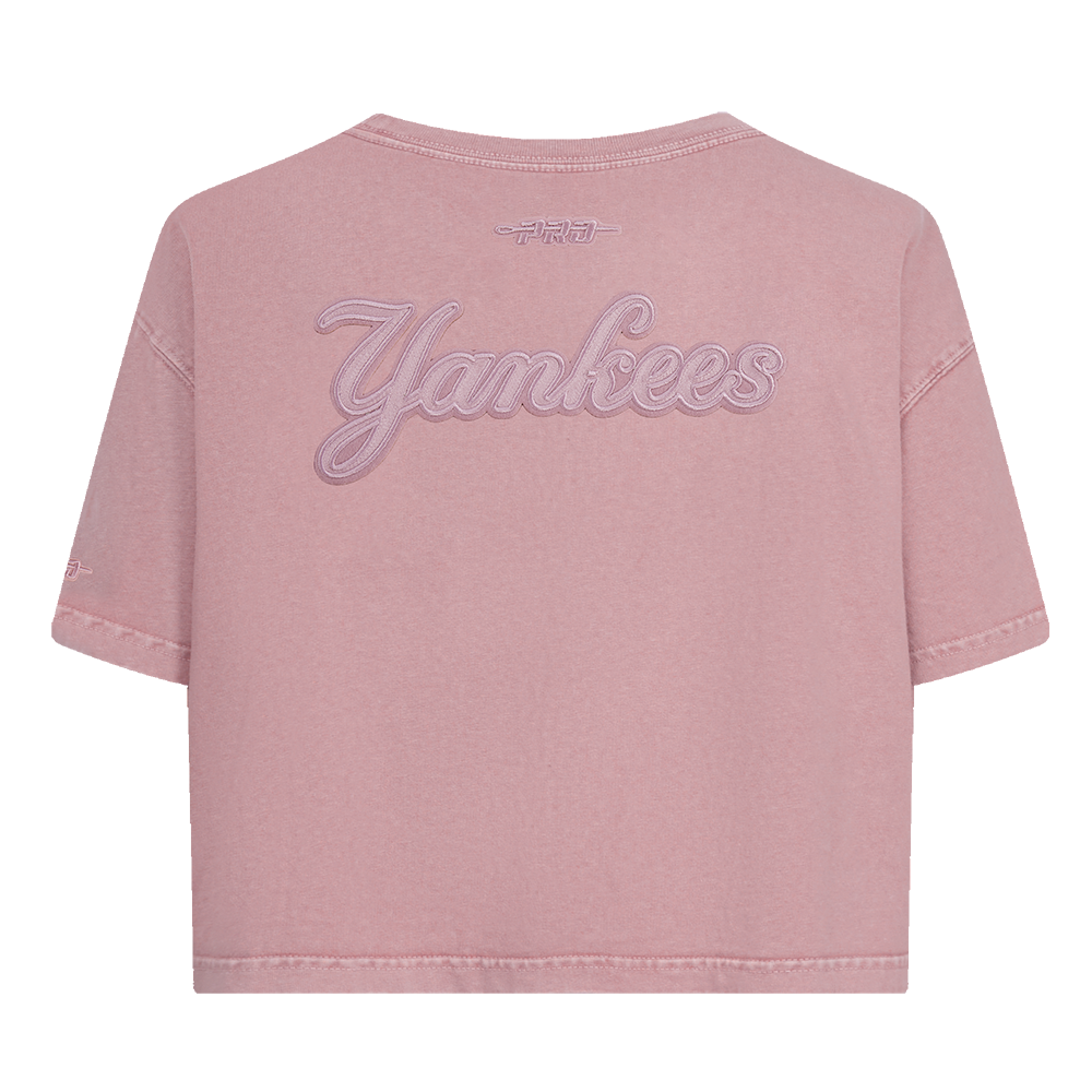 MLB NEW YORK YANKEES WASHED CLASSIC WOMEN'S ENZYME WASH BOXY TEE (WASHED MAUVE)