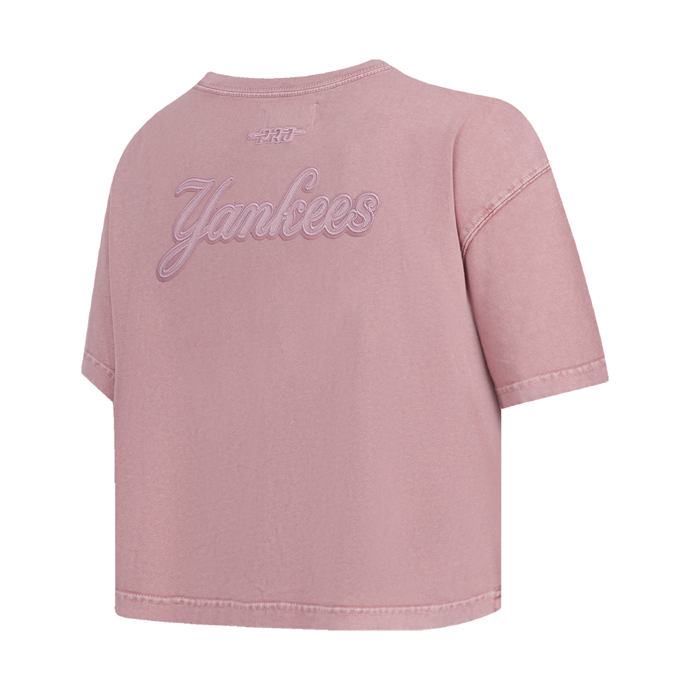 MLB NEW YORK YANKEES WASHED CLASSIC WOMEN'S ENZYME WASH BOXY TEE (WASHED MAUVE)