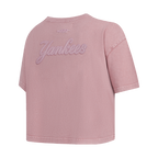 MLB NEW YORK YANKEES WASHED CLASSIC WOMEN'S ENZYME WASH BOXY TEE (WASHED MAUVE)