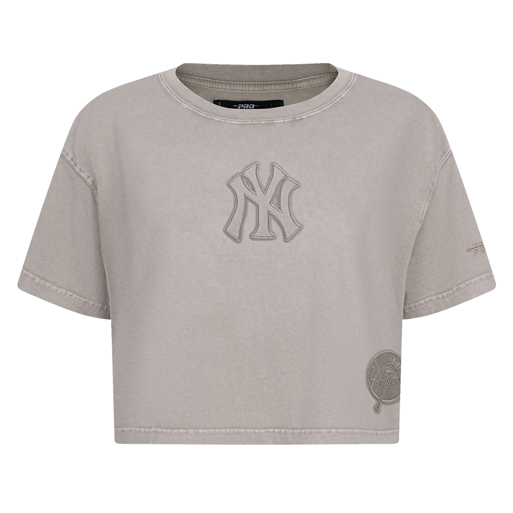 MLB NEW YORK YANKEES WASHED CLASSIC T-SHIRT À COUPE CARRÉE DÉLAVÉ À L'ENZYME POUR FEMME (ARDOISE CHAUDE DÉLAVÉE)