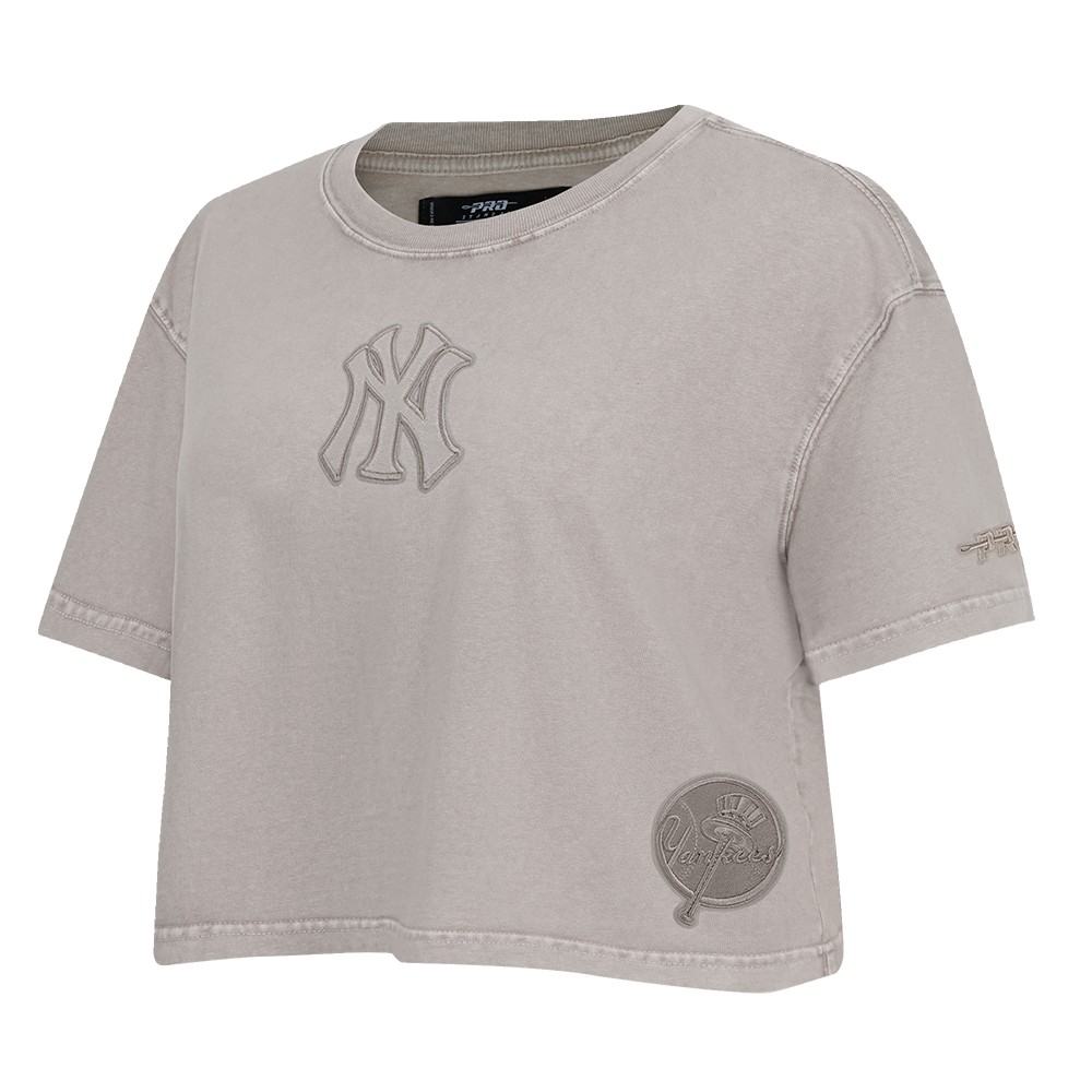 MLB NEW YORK YANKEES WASHED CLASSIC T-SHIRT À COUPE CARRÉE DÉLAVÉ À L'ENZYME POUR FEMME (ARDOISE CHAUDE DÉLAVÉE)