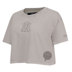 MLB NEW YORK YANKEES WASHED CLASSIC T-SHIRT À COUPE CARRÉE DÉLAVÉ À L'ENZYME POUR FEMME (ARDOISE CHAUDE DÉLAVÉE)