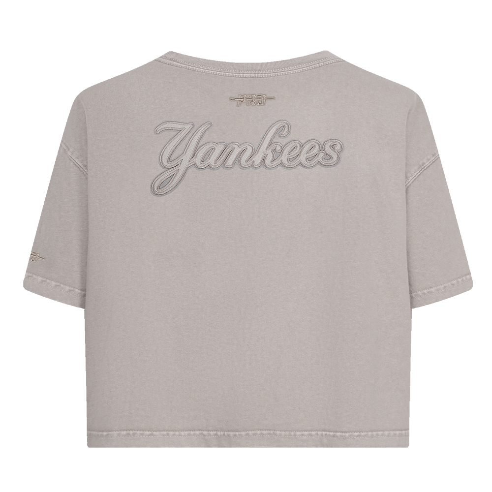 MLB NEW YORK YANKEES WASHED CLASSIC T-SHIRT À COUPE CARRÉE DÉLAVÉ À L'ENZYME POUR FEMME (ARDOISE CHAUDE DÉLAVÉE)