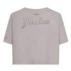 MLB NEW YORK YANKEES WASHED CLASSIC T-SHIRT À COUPE CARRÉE DÉLAVÉ À L'ENZYME POUR FEMME (ARDOISE CHAUDE DÉLAVÉE)