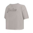 MLB NEW YORK YANKEES WASHED CLASSIC T-SHIRT À COUPE CARRÉE DÉLAVÉ À L'ENZYME POUR FEMME (ARDOISE CHAUDE DÉLAVÉE)
