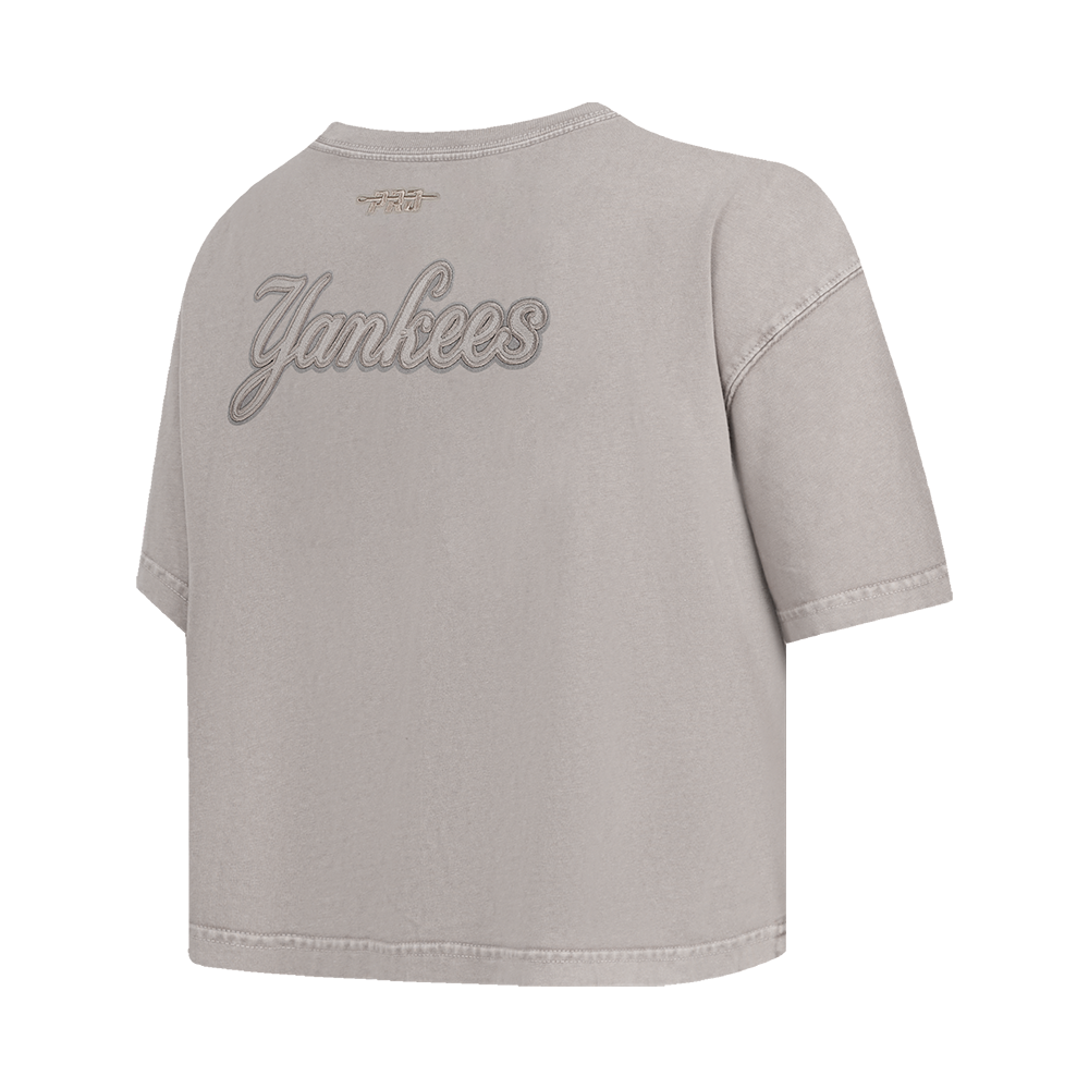 MLB NEW YORK YANKEES WASHED CLASSIC T-SHIRT À COUPE CARRÉE DÉLAVÉ À L'ENZYME POUR FEMME (ARDOISE CHAUDE DÉLAVÉE)