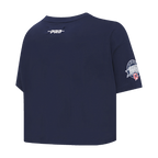 MLB NEW YORK YANKEES LACE UP HAUT EN JERSEY SIMPLE À COUPE CARRÉE POUR FEMME (MARINE MINUIT)