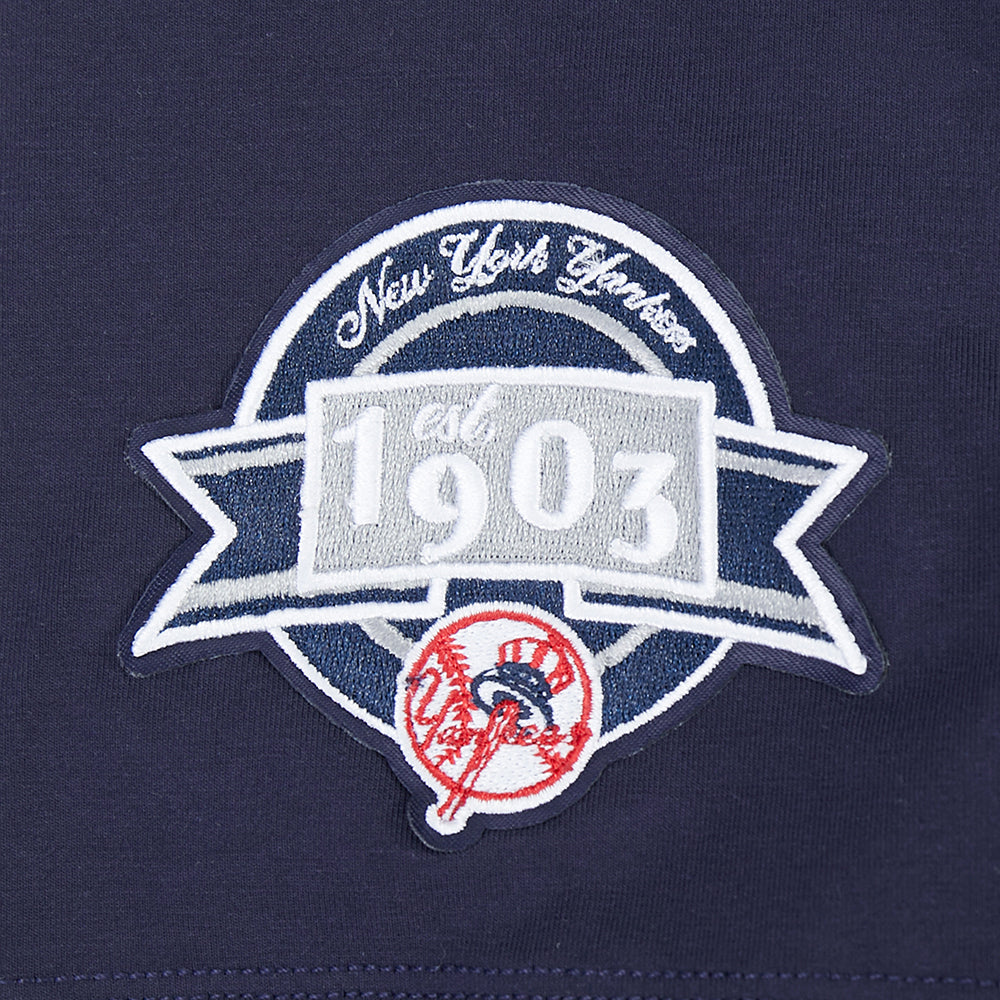 MLB NEW YORK YANKEES LACE UP HAUT EN JERSEY SIMPLE À COUPE CARRÉE POUR FEMME (MARINE MINUIT)