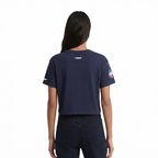 MLB NEW YORK YANKEES LACE UP HAUT EN JERSEY SIMPLE À COUPE CARRÉE POUR FEMME (MARINE MINUIT)