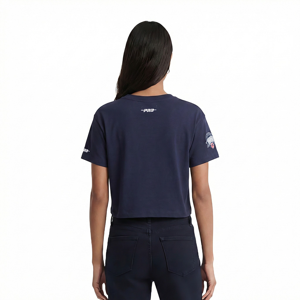 MLB NEW YORK YANKEES LACE UP HAUT EN JERSEY SIMPLE À COUPE CARRÉE POUR FEMME (MARINE MINUIT)
