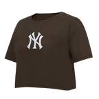 MLB NEW YORK YANKEES WINGSPAN T-SHIRT EN JERSEY SIMPLE À COUPE CARRÉE POUR FEMME (BRUN)