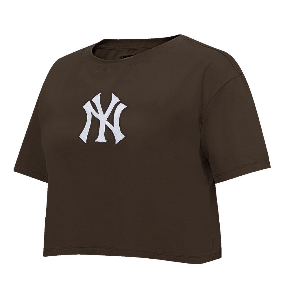 MLB NEW YORK YANKEES WINGSPAN T-SHIRT EN JERSEY SIMPLE À COUPE CARRÉE POUR FEMME (BRUN)