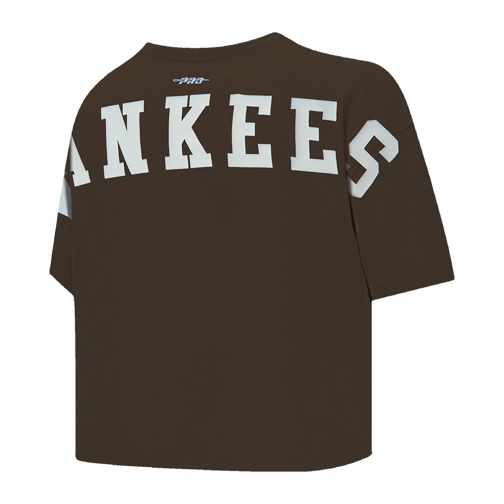 MLB NEW YORK YANKEES WINGSPAN T-SHIRT EN JERSEY SIMPLE À COUPE CARRÉE POUR FEMME (BRUN)