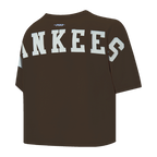 MLB NEW YORK YANKEES WINGSPAN T-SHIRT EN JERSEY SIMPLE À COUPE CARRÉE POUR FEMME (BRUN)