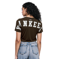 MLB NEW YORK YANKEES WINGSPAN T-SHIRT EN JERSEY SIMPLE À COUPE CARRÉE POUR FEMME (BRUN)