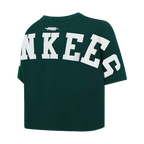 MLB NEW YORK YANKEES WINGSPAN T-SHIRT EN JERSEY SIMPLE À COUPE CARRÉE POUR FEMME (VERT FORÊT)