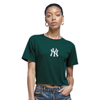 MLB NEW YORK YANKEES WINGSPAN T-SHIRT EN JERSEY SIMPLE À COUPE CARRÉE POUR FEMME (VERT FORÊT)
