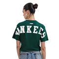 MLB NEW YORK YANKEES WINGSPAN T-SHIRT EN JERSEY SIMPLE À COUPE CARRÉE POUR FEMME (VERT FORÊT)