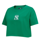 MLB NEW YORK YANKEES WINGSPAN T-SHIRT EN JERSEY SIMPLE À COUPE CARRÉE POUR FEMME (VERT KELLY)