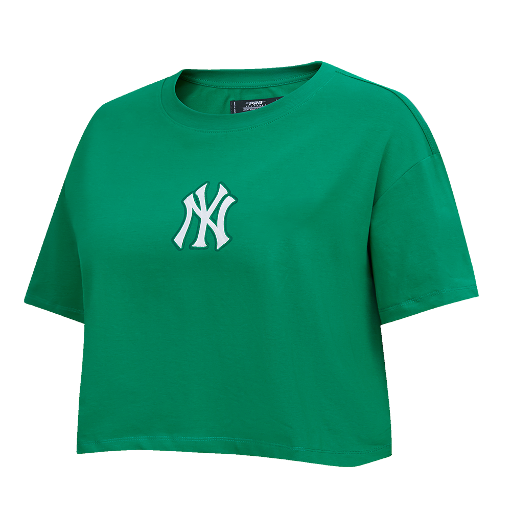 MLB NEW YORK YANKEES WINGSPAN T-SHIRT EN JERSEY SIMPLE À COUPE CARRÉE POUR FEMME (VERT KELLY)