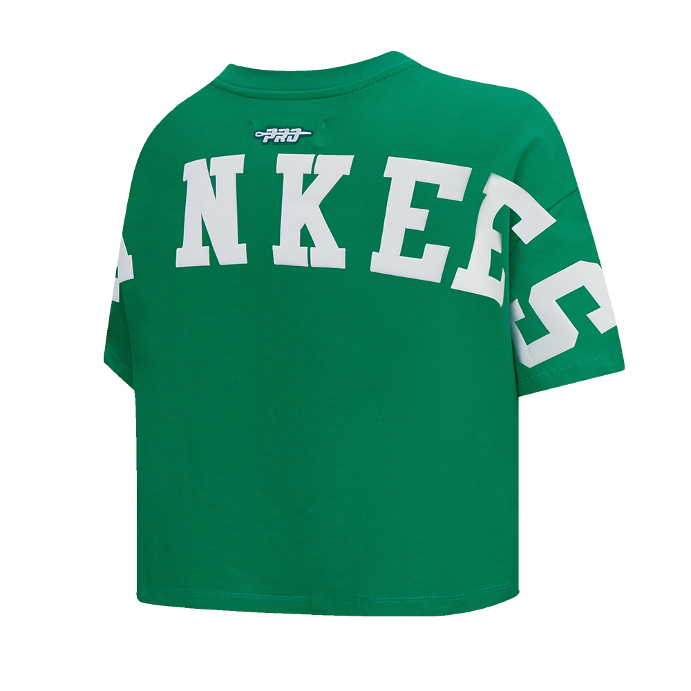 MLB NEW YORK YANKEES WINGSPAN T-SHIRT EN JERSEY SIMPLE À COUPE CARRÉE POUR FEMME (VERT KELLY)